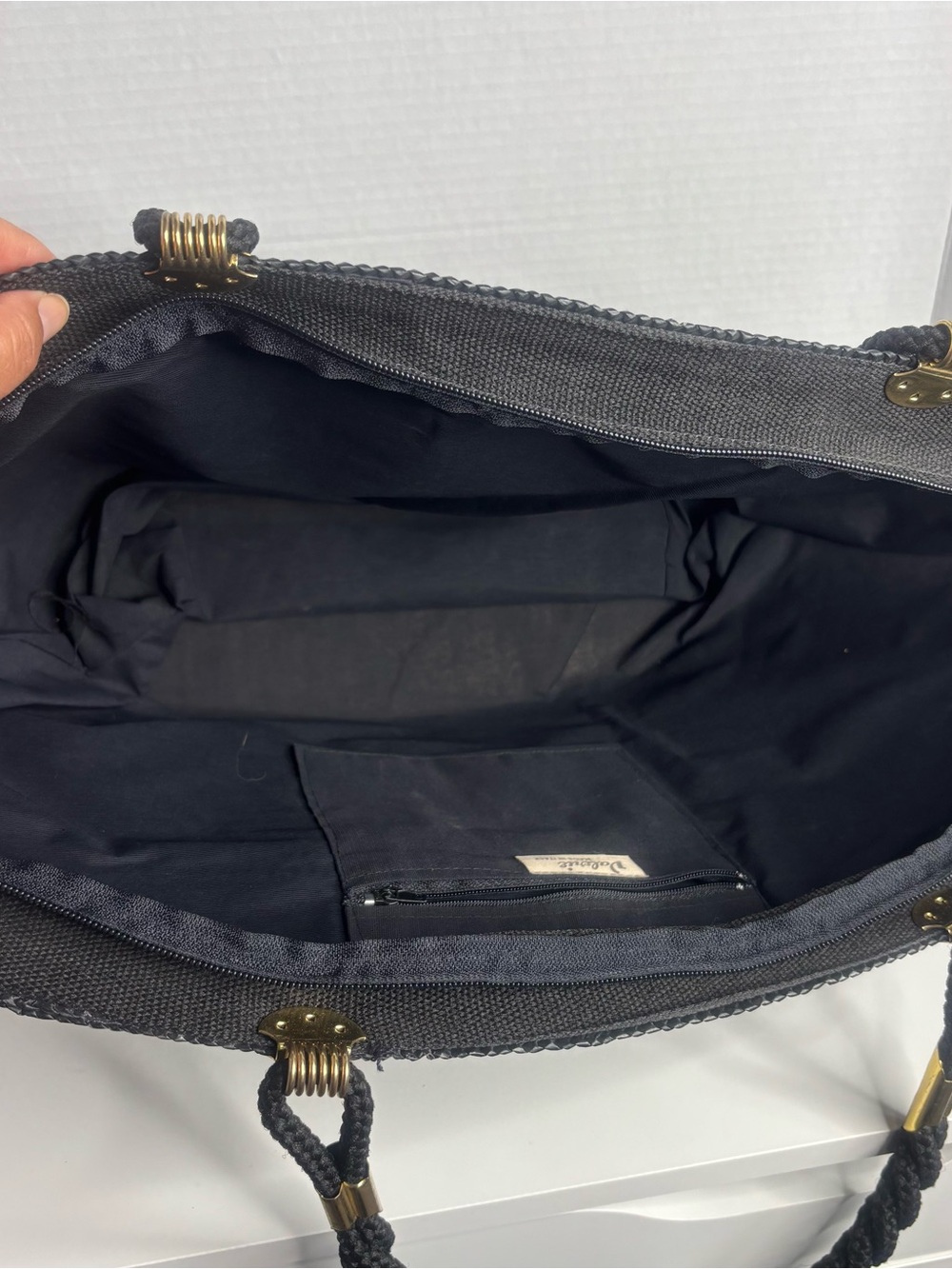 Black Woven Tote Bag - Classic Handheld Style - Picture 6 of 14